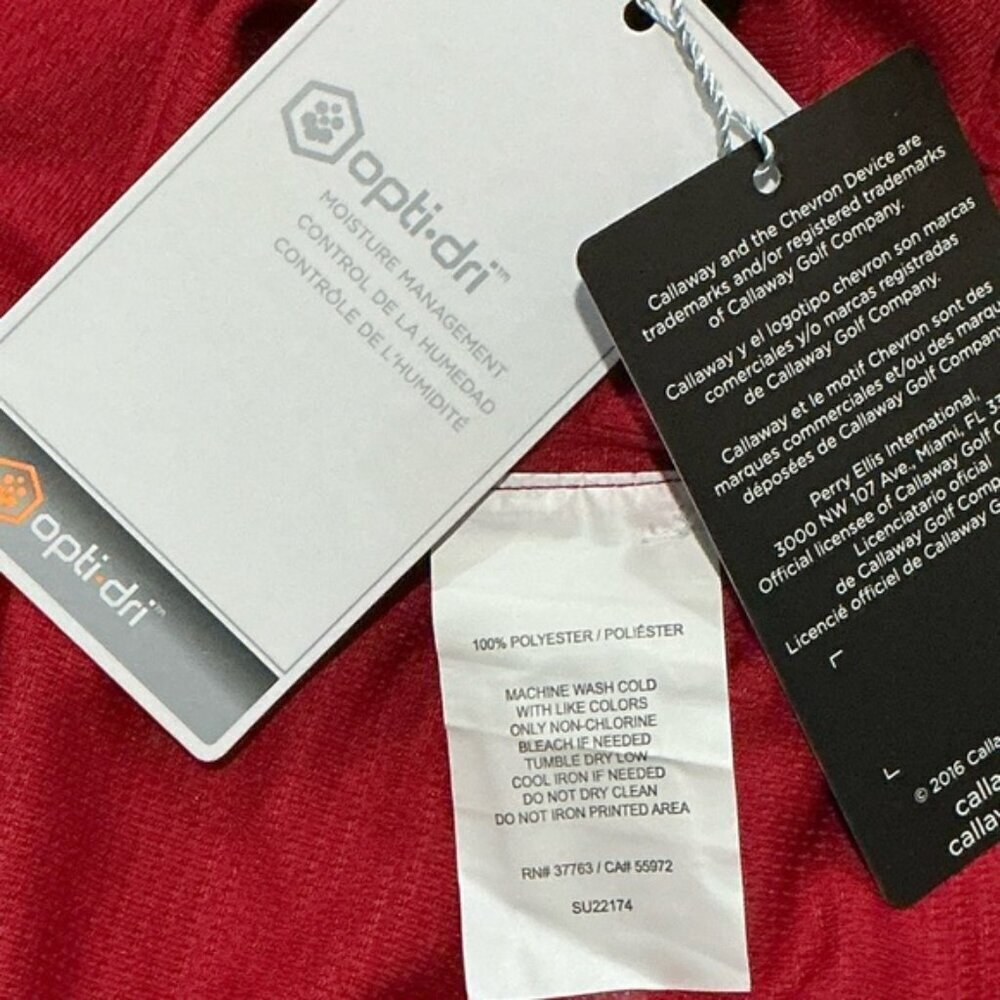 Callaway Golf Polo Shirt Opti Dri CGM211 Chili Pepper Red Men’s Small - Picture 4 of 15
